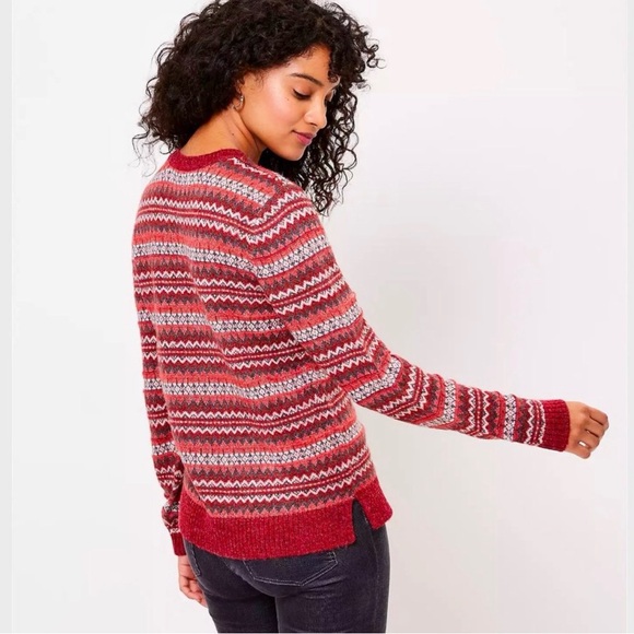 •LOFT• Lightweight Wool Blend Fair Isle Sweater - Size Small - Picture 6 of 9
